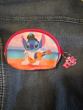 Elvis Stitch Mini Coin Purse with Guitar - Pink Trim
